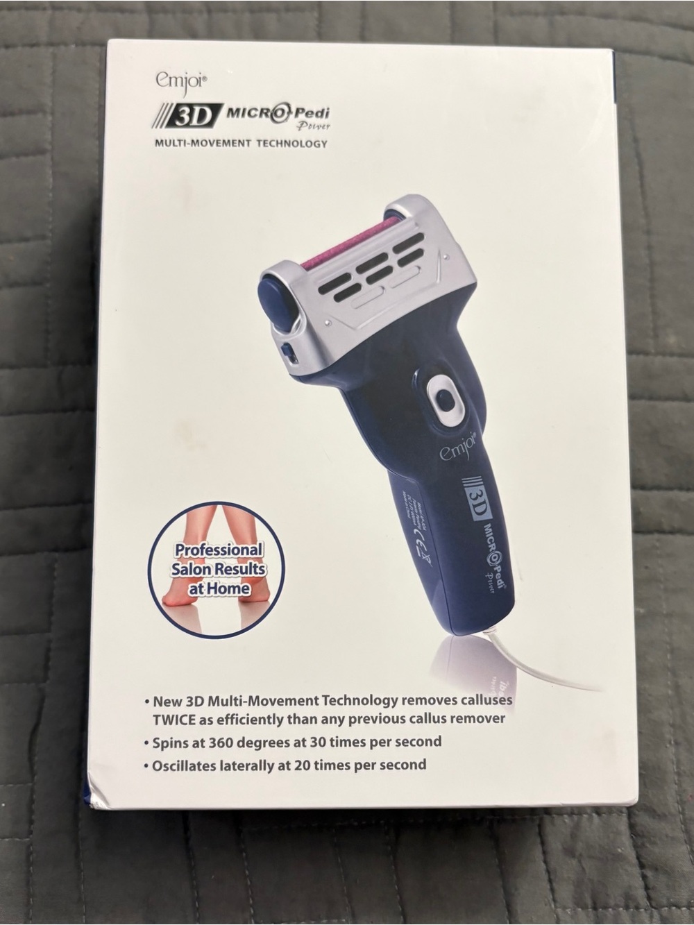 Emjoi Micro-Pedi 3D Electronic Pedicure Tool Kit Callus Remover AP-3DA Blue New